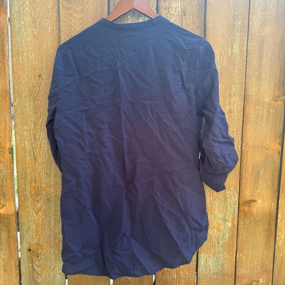 JM COLLECTION Women’s Navy Blue Button Down 3/4 Sleeve Shirt Blouse Size 6 - Picture 8 of 10